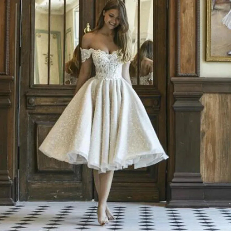 Summer Short Glitter Wedding Dress