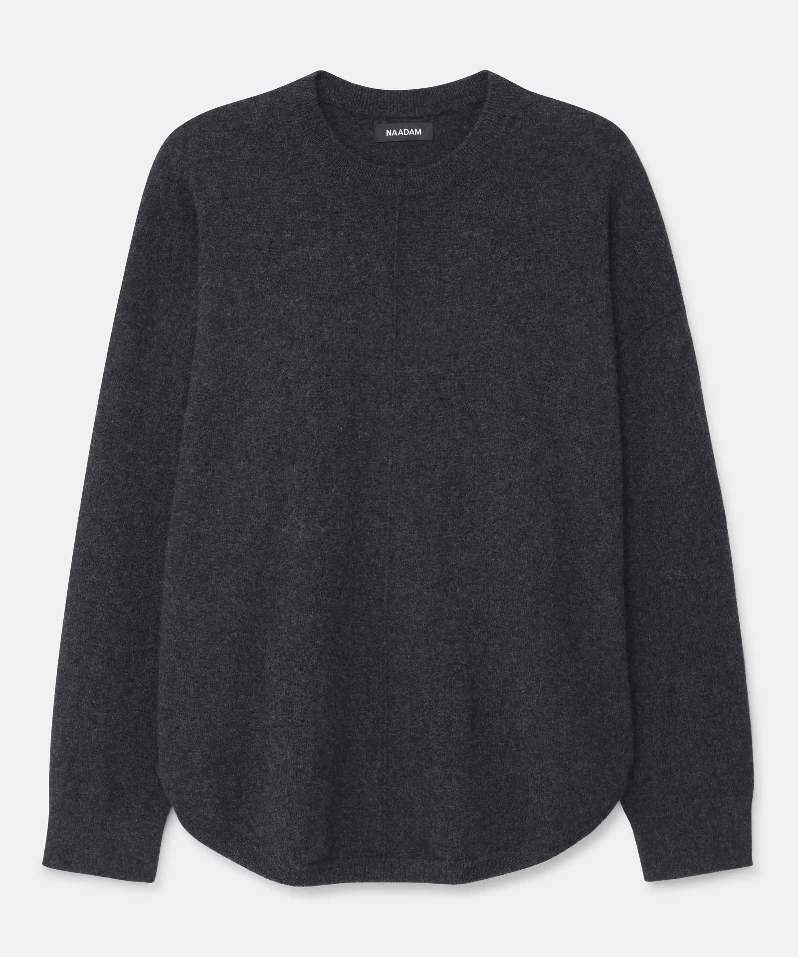 Washable Cashmere Curved Hem Crewneck