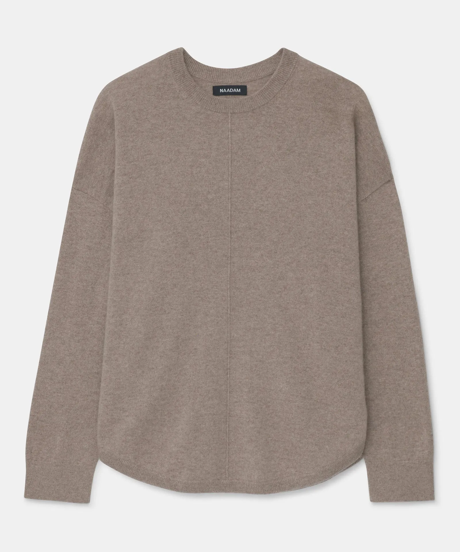 Washable Cashmere Curved Hem Crewneck