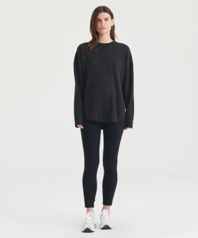 Washable Cashmere Curved Hem Crewneck