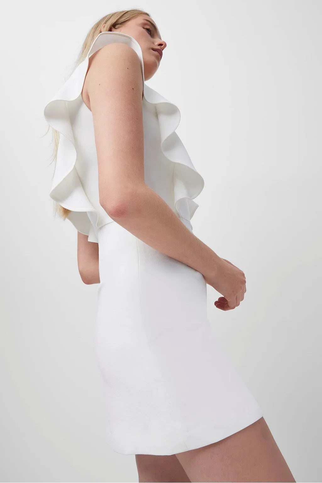 Whisper Square Neck Ruffle Dress